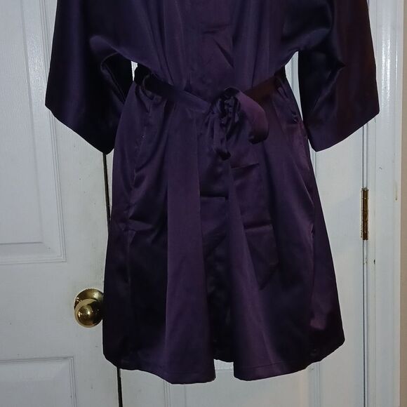 Deep eggplant purple sexy honeymoon lingerie robe  Sz L/XL NWT - Picture 2 of 7